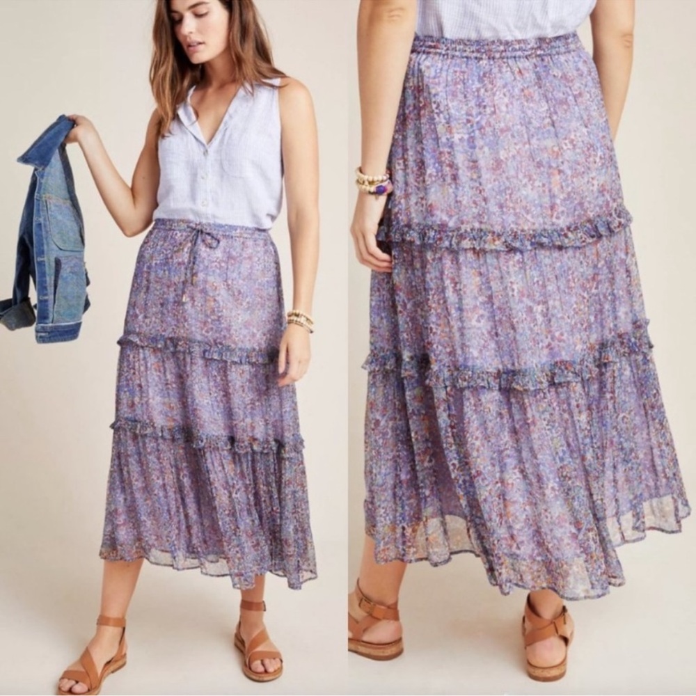 Floral Tiered Maxi Skirt